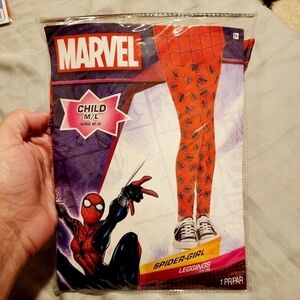 NWT Marvel Spider-Girl Leggings Child M/L Red Spiderman Logo Halloween Costume